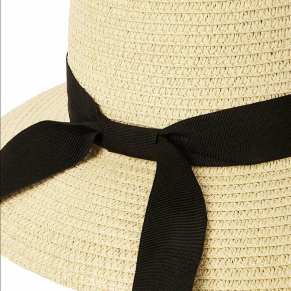 Straw Boho Floppy Hat With Black Tie - Picture 4 of 5